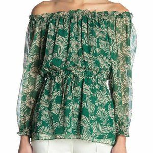 NEW wTags $298 Diane Von Furstenberg Silk Camila Top Blouse Pine Green Size 0